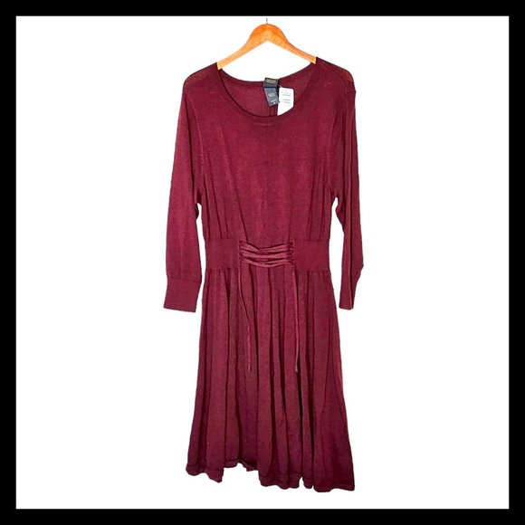 TORRID Outlander Burgundy Lace Waist Sweater Dress Plus size 2X NWT - Picture 3 of 14